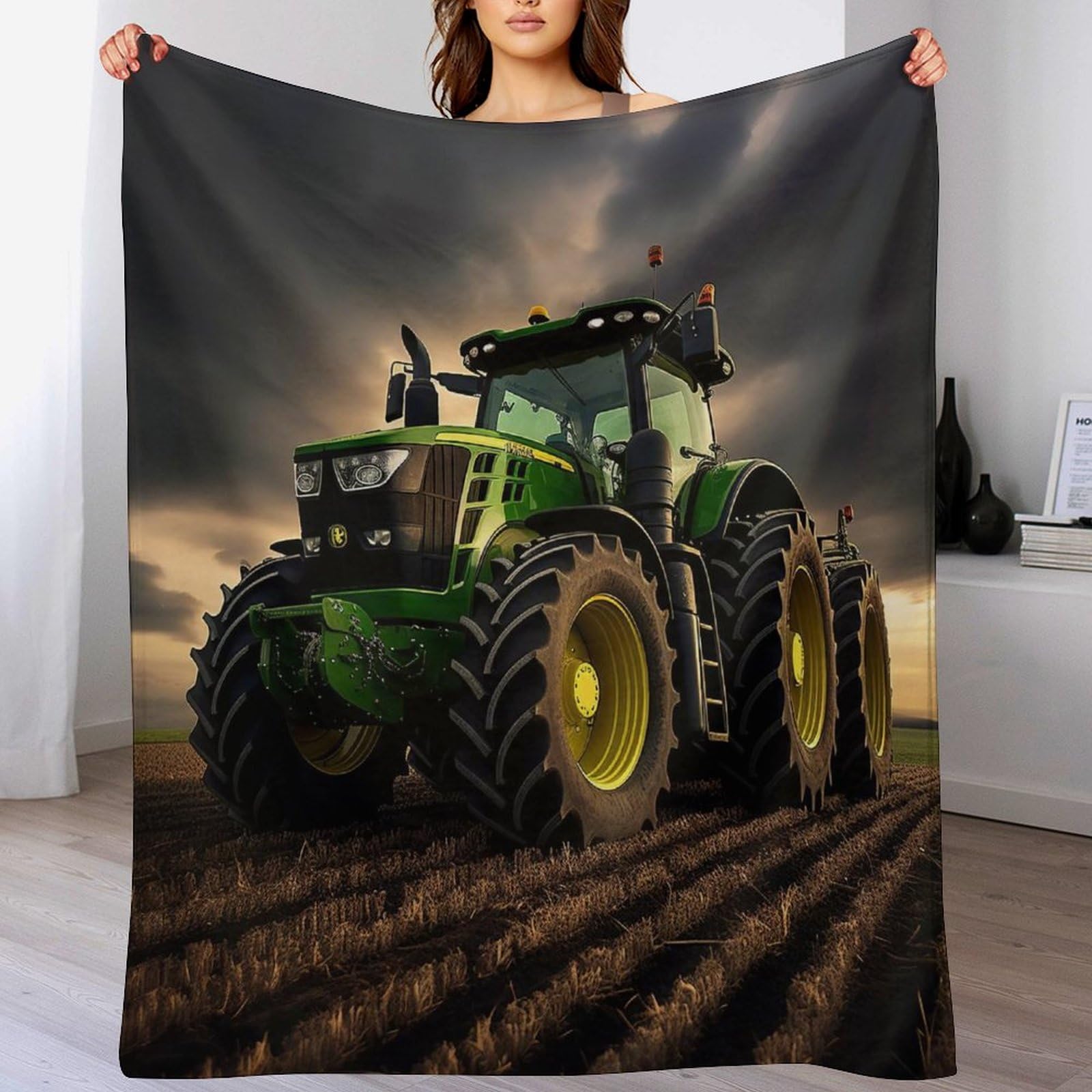 Couverture tracteur en flanelle pour un moment cocooning sur le canapé 130x150 cm