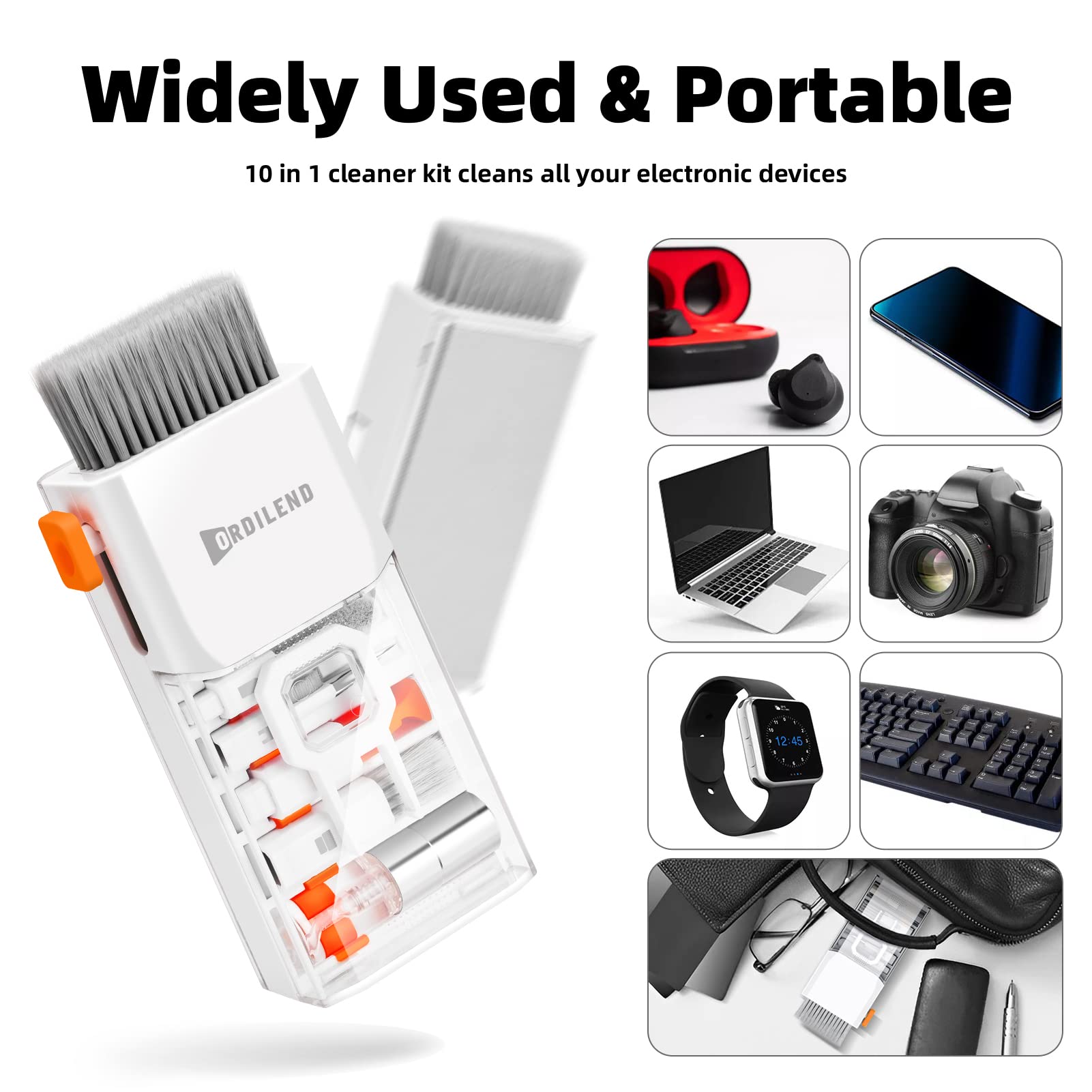Limpiador Teclado Teclado Kit Limpieza Movil Pantalla Limpiador Teclado Ordenador Herramienta de Pincel para Tableta,Monitor de PC,Lente de cámara de TV con Spray diseño de Caja compacta con Patente