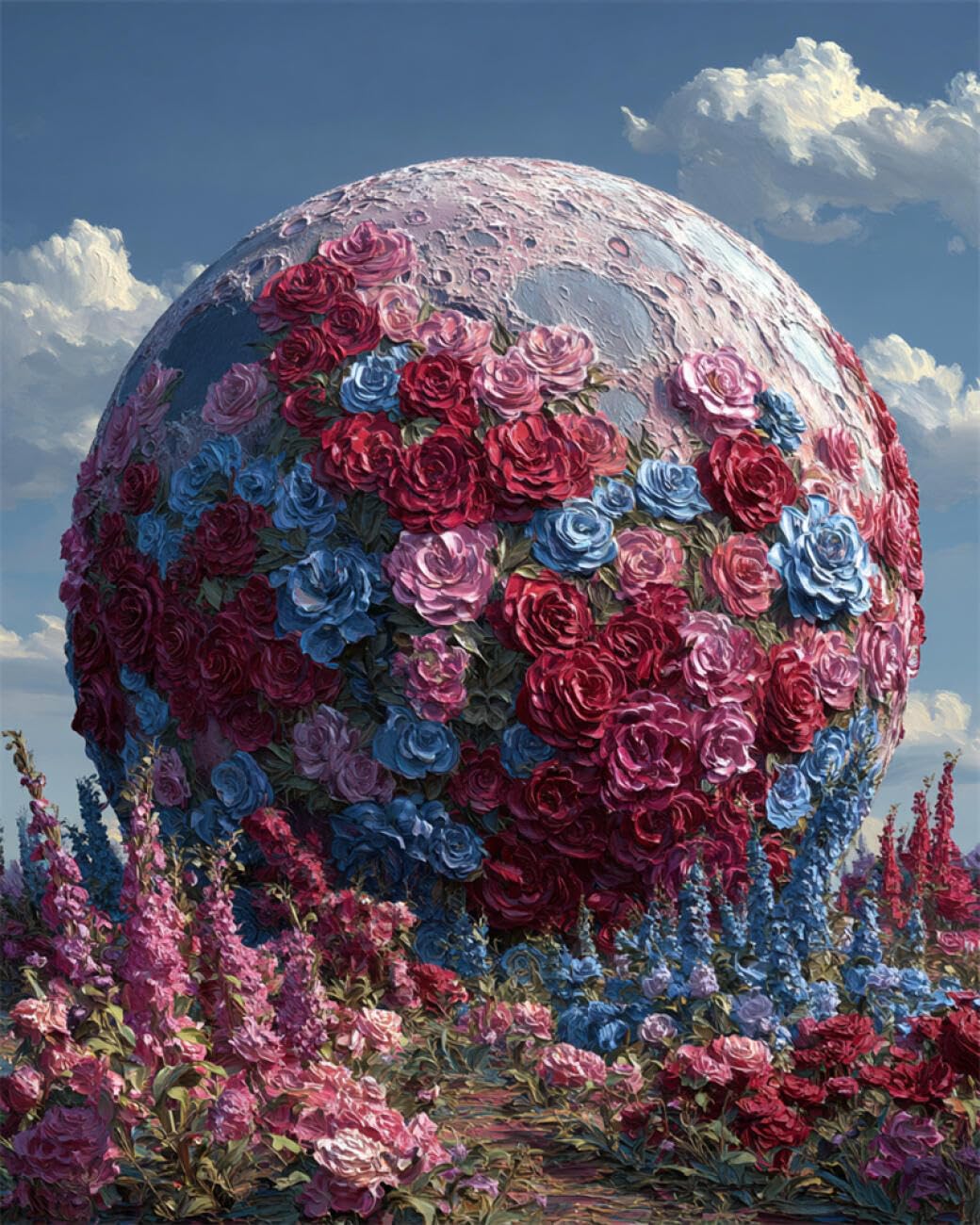 AMBATTERY DIY Bead Embroidery Kits Fairy Tale Planet and Flowers Needlepoint Handcraft Kit DIY Beaded Painting 3D Tapestry Bead Cross Stitch Set 60x80cm