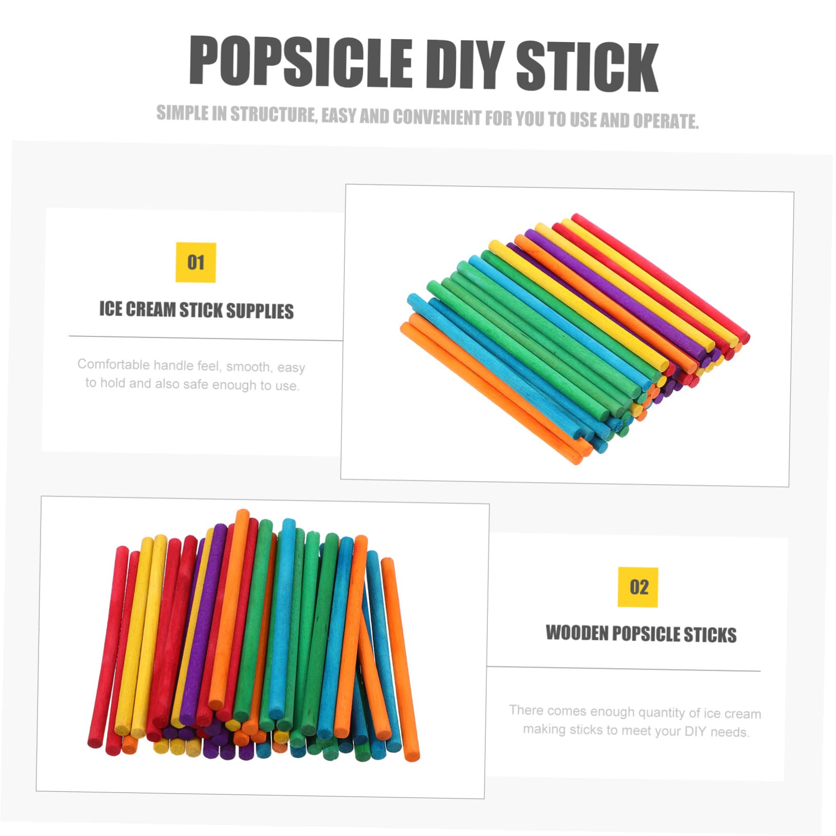 jojofuny 500 Palitos de Helado de Madera Lisos para Bricolaje y Manualidades, Seguros y Perfectos para Hacer Helados Caseros y Decoración en Casa
