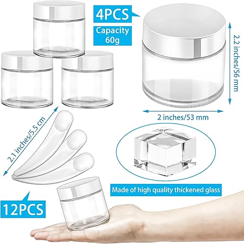 Miniatura 95 de MotBach Paquete de 3 tarros de vidrio de 16 onzas con tapas, recipientes redondos de vidrio transparente de 16.2 fl oz, tarros de maquillaje, tarro
