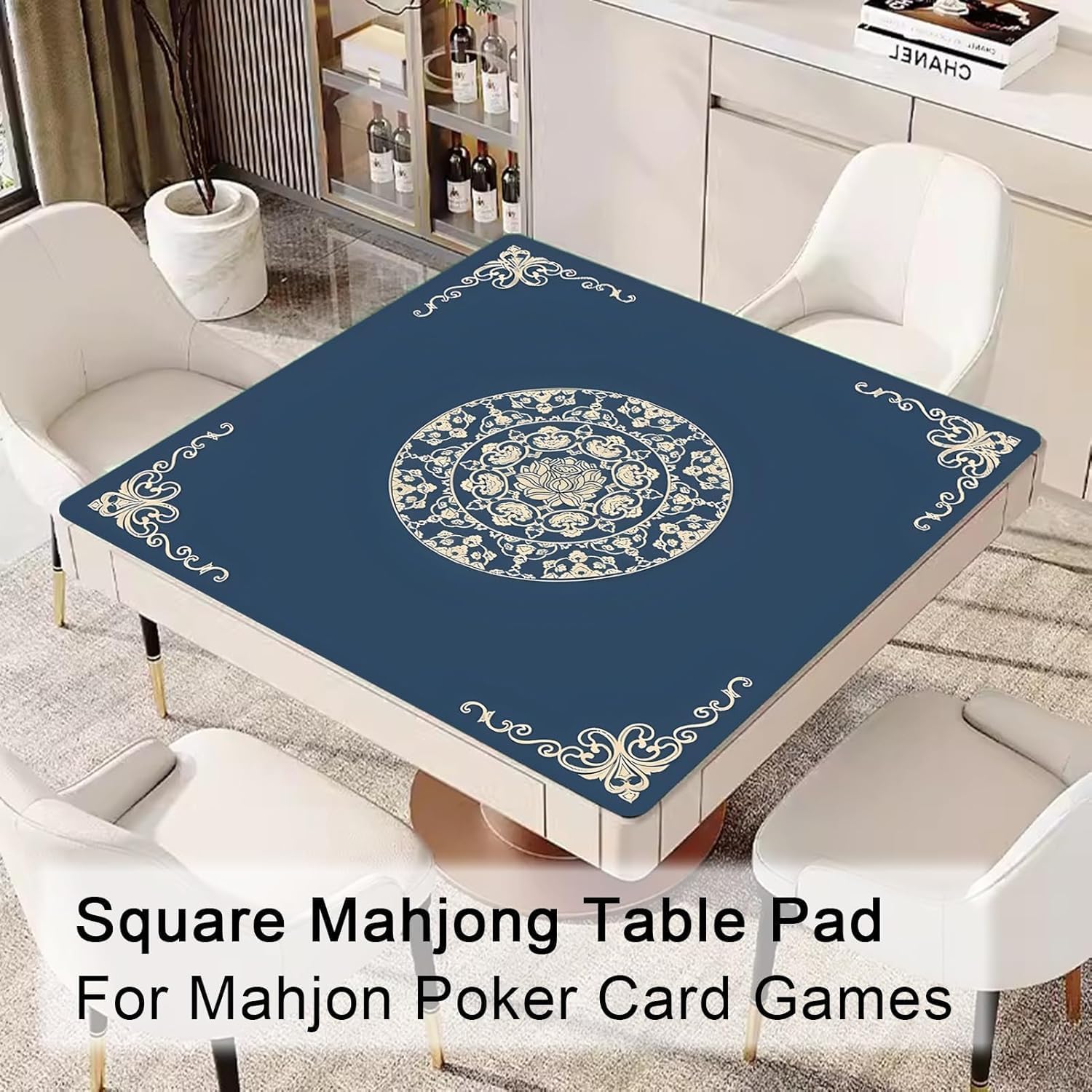 【入荷極小！新作】BSapp スクエア麻雀マット 麻雀テーブルマット 収納バッグ付き 厚手麻雀パッド 滑り止めマット 麻雀ポーカー用 (35.43*3