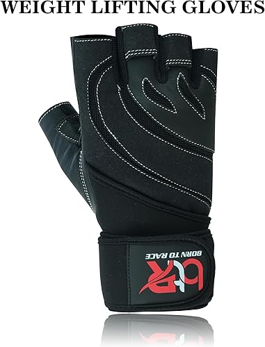 Miniatura 8 de Guantes acolchados de cuero para levantamiento de pesas para hombres y mujeres, para culturismo sin dedos, soporte de muñeca larga, entrenamiento,