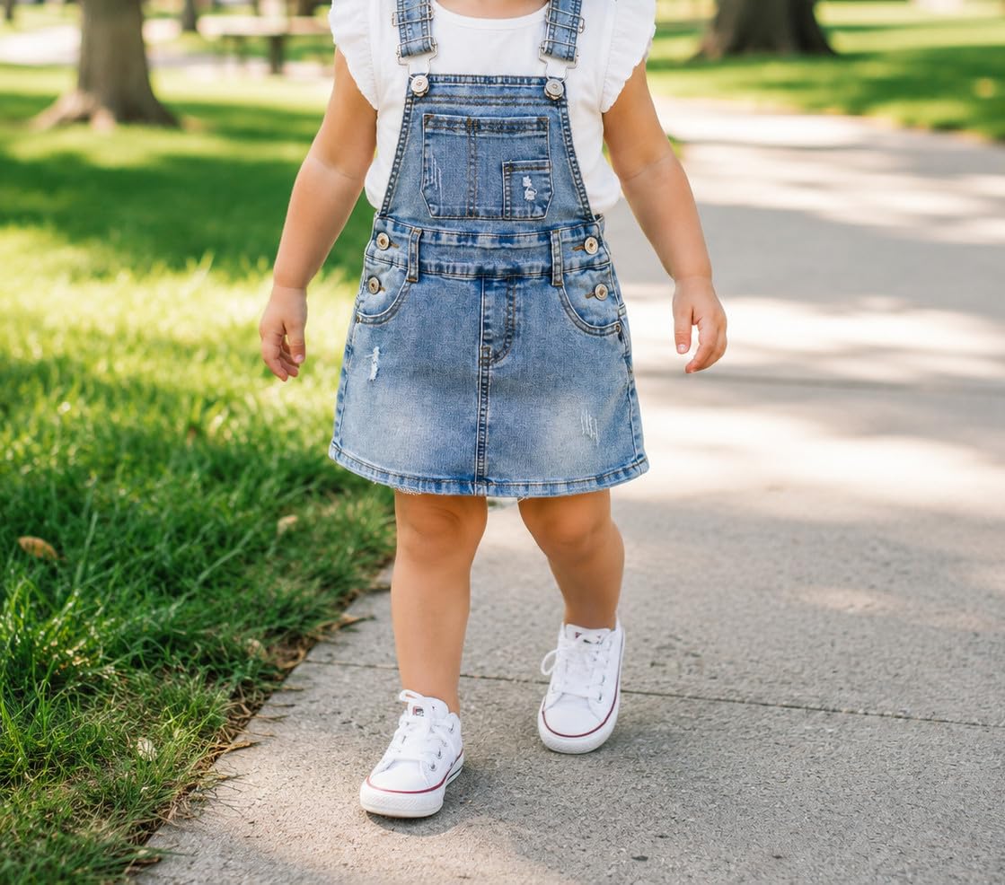KIDSCOOL SPACE Baby Girl Falda Niñas Rasgadas Suave Elástico Denim Vestido de Verano para Niñas