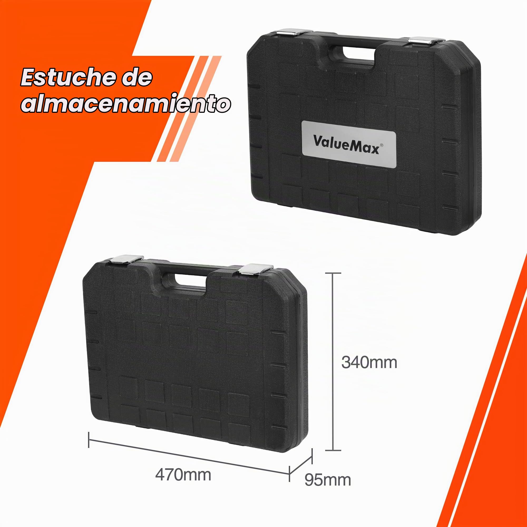 ValueMax Juego de Llaves de Vaso, 122 Piezas | Set con Llave de Carraca y Vasos para Reparaciones Mecánicas, Automoción, Bricolaje y Mantenimiento