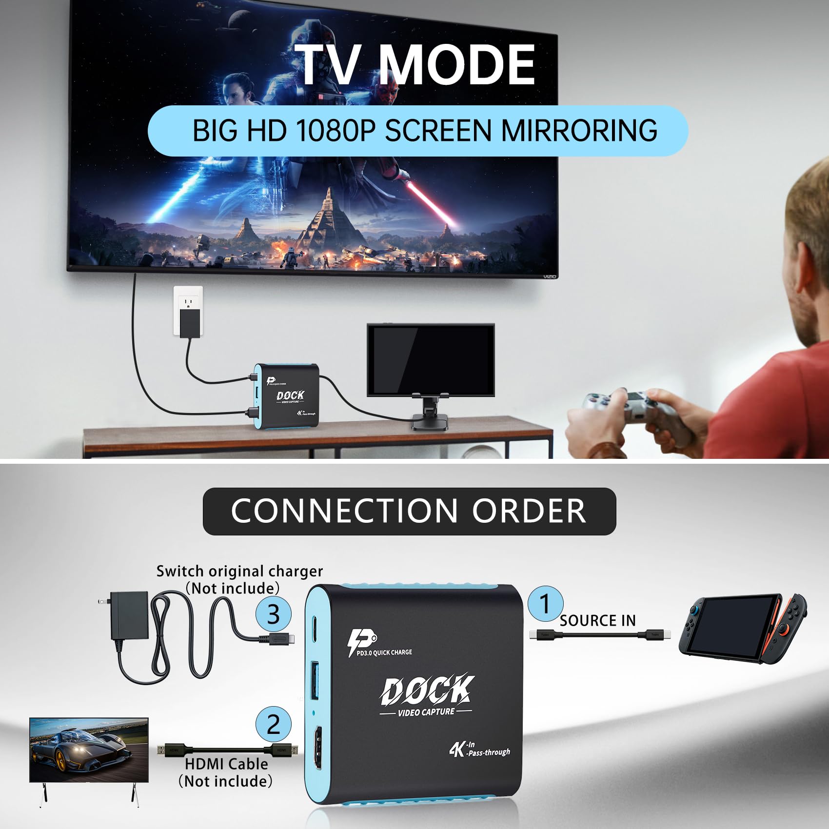 Carte de capture d'entrée vidéo USB-C avec hub USB 3.0 pour Switch 2