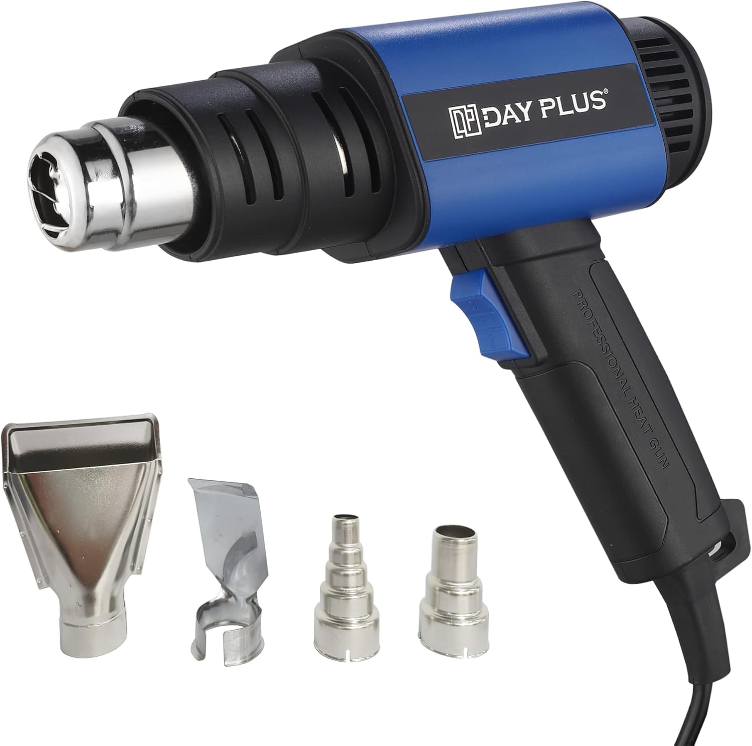 Pistola de aire caliente 2000 W, 7 niveles de temperatura 40 °- 650 ℃, protección contra sobrecalentamiento, incl.4 boquillas y raspador de pintura, IC