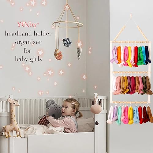 Miniatura 6 de YOcity Organizador de diadema para niñas, diademas de bebé, accesorios para el cabello, organizador de lazos para el cabello, decoración colgante