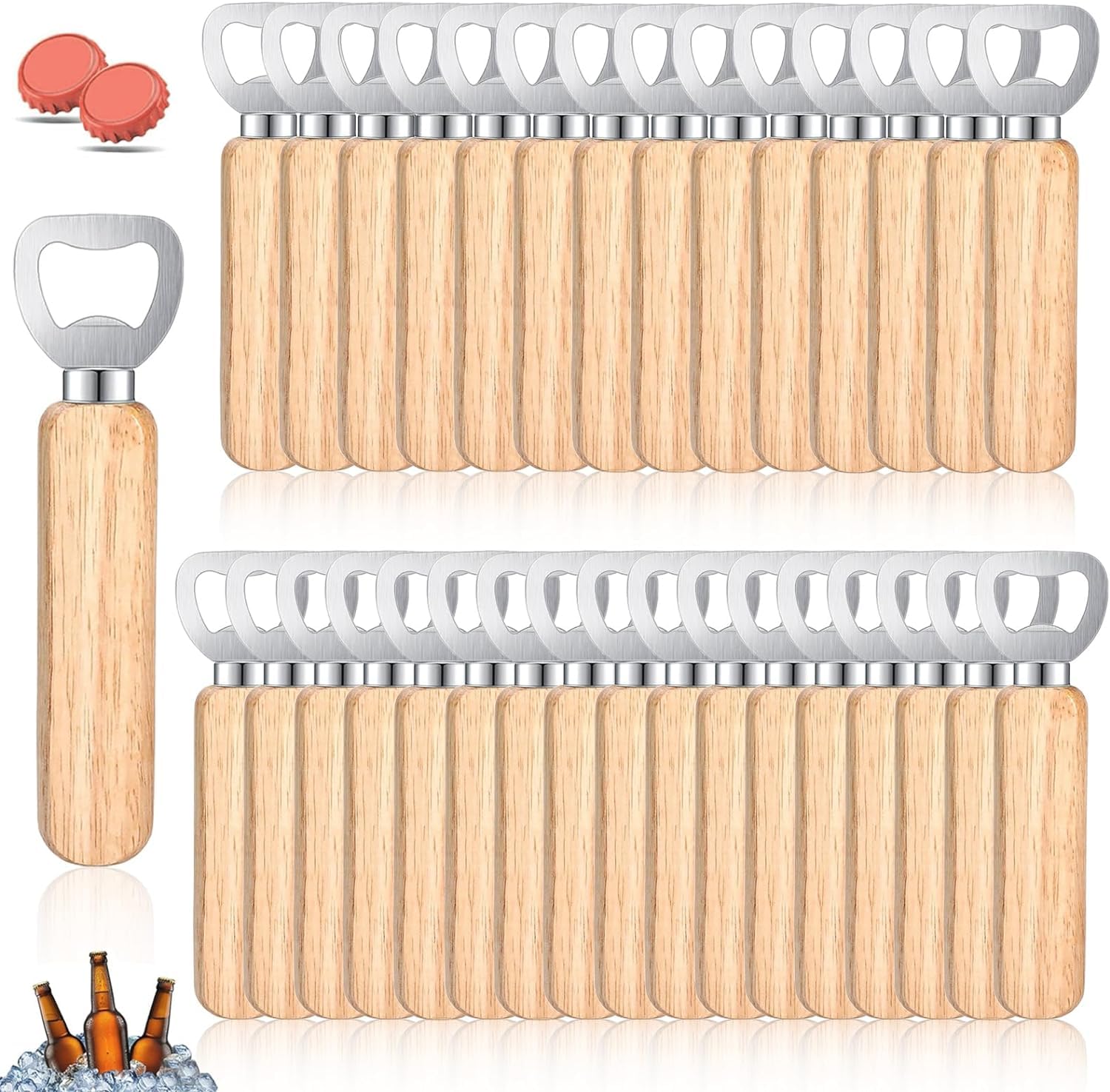30 Apribottiglie In Legno Per Birra - Design Rustico Con Manico Ergonomico - Per Casa, Bar E Regali - Foto 5