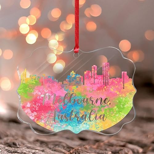 Australia - Melbourne - Adornos colgantes de horizonte de la ciudad, adorno de Navidad, recuerdo de vacaciones, divertido adorno acrĂlico redondo Australia - Melbourne - Adornos colgantes de horizonte de la ciudad, adorno de Navidad, recuerdo de vacaciones, divertido adorno acrĂlico redondo