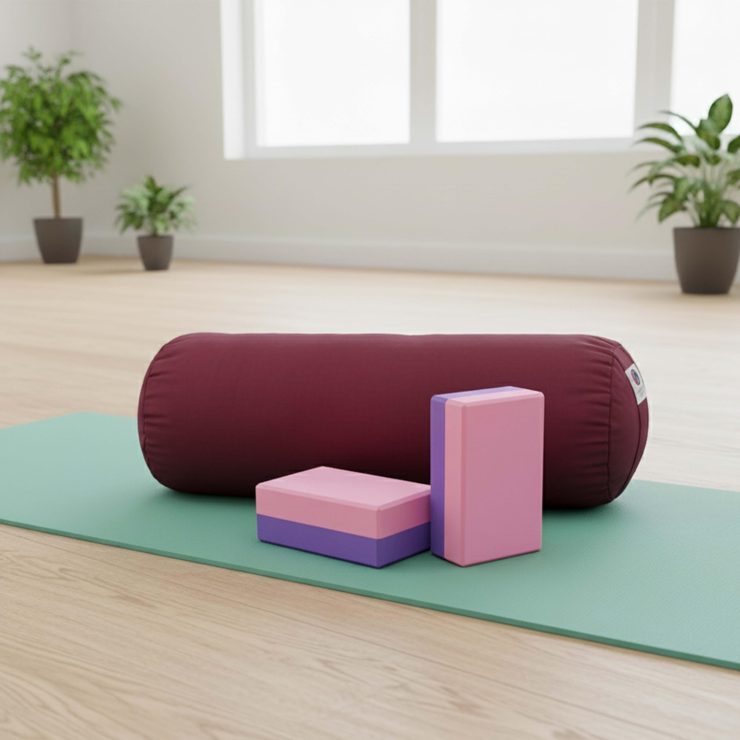Streetup India® Yoga Premium Cotton Washable Cover Bolster Maroon With EVA Brick for Iyengar Yoga-image-34