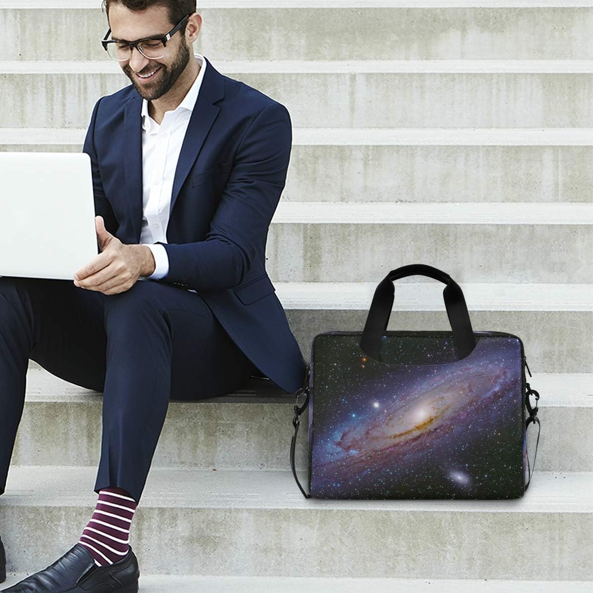Laptop Bag Universe Galaxy Planet Laptop Sleeves Case for 13 14 15.6 Inch Computer Tablet Briefcases Carrying Case Shoulder Bag for Work