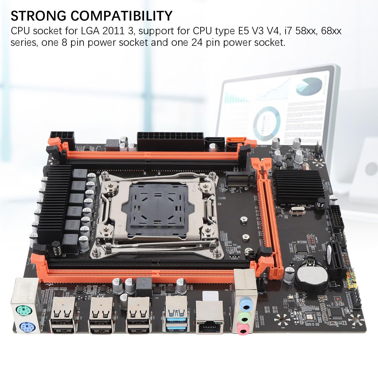 Cocoarm Scheda Madre X99H M ATX, Mainboard DDR4 LGA 2011-3 con 4 DIMM 128GB M.2 NVMe USB 3.0 VGA HD per E5 V3 V4 I7 58xx 68xx Aggiornamento Assemblaggio PC Desktop