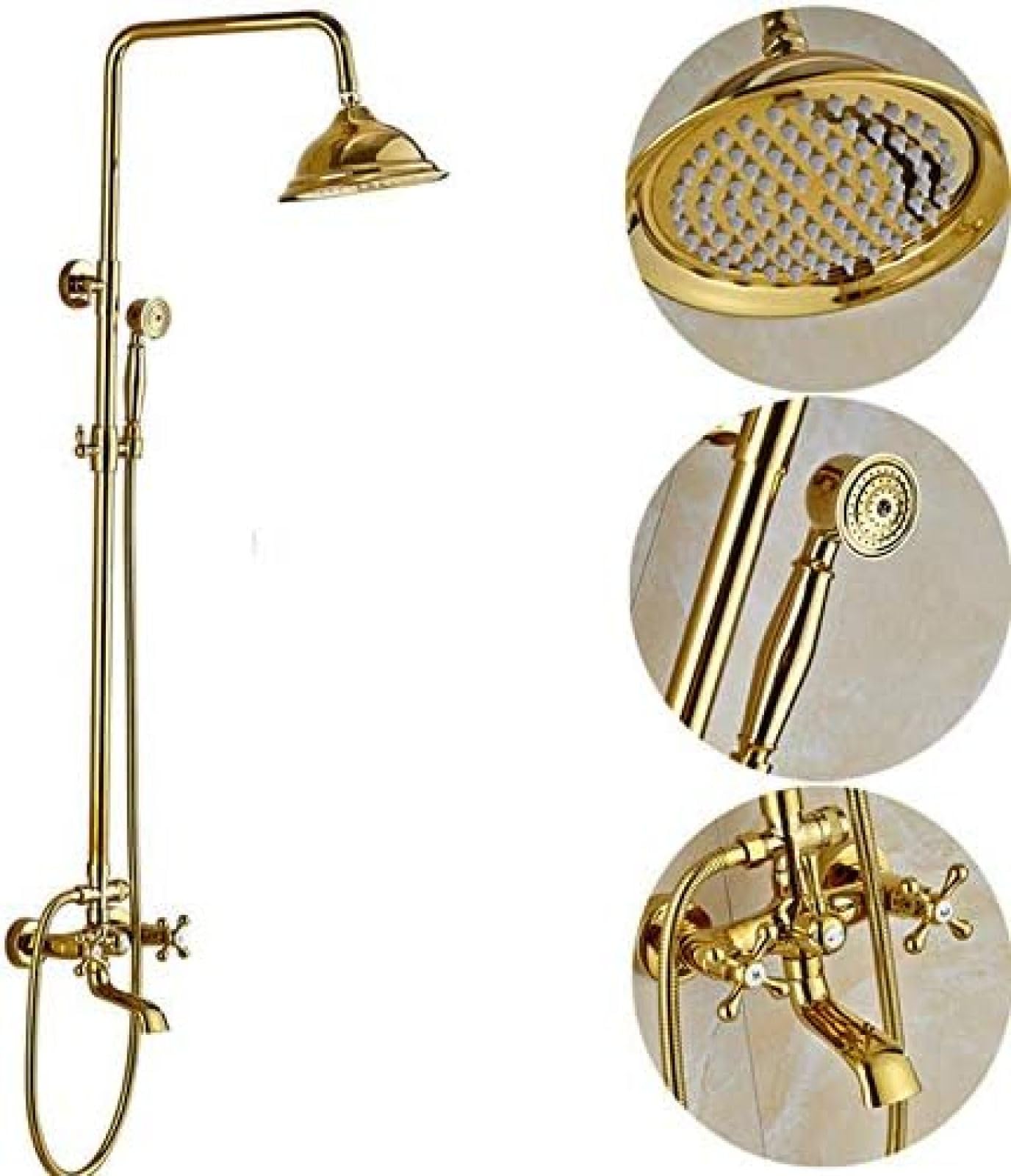 GLJTUO Bathtub Faucets Luxury Gold Brass Bathroom Faucet Mixer Tap Wall Mounted Hand Held Shower Head Kit Shower Faucet Sets