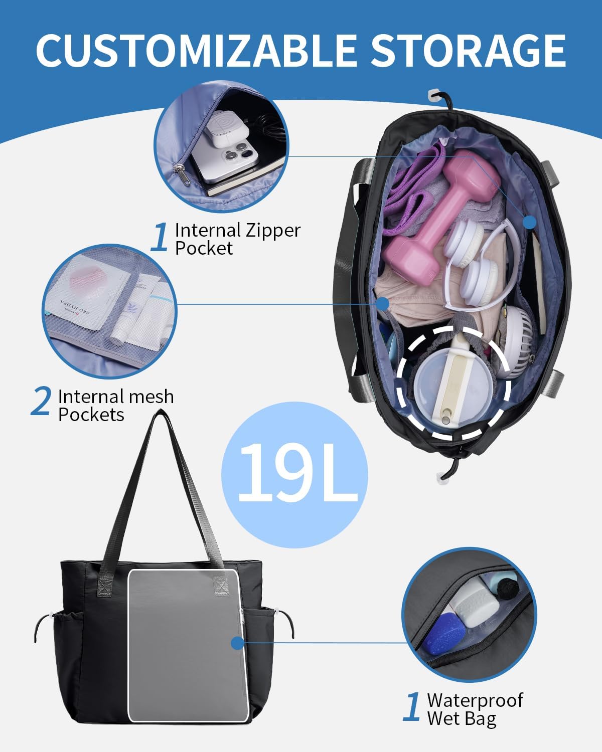 sportsnew Yoga Mat Bag Tote Yoga Gym Bags For Women Men with Waterproof Wet Pocket & Hook-and-loop, Quick Access Storage Yoga Mat Bag Carrier - Image 5