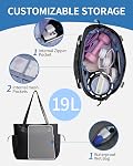sportsnew Yoga Gym Tote Bag, Wet Dry Pockets, Yoga Mat Carrier with Shoe Compartment & Hook-and-Loop