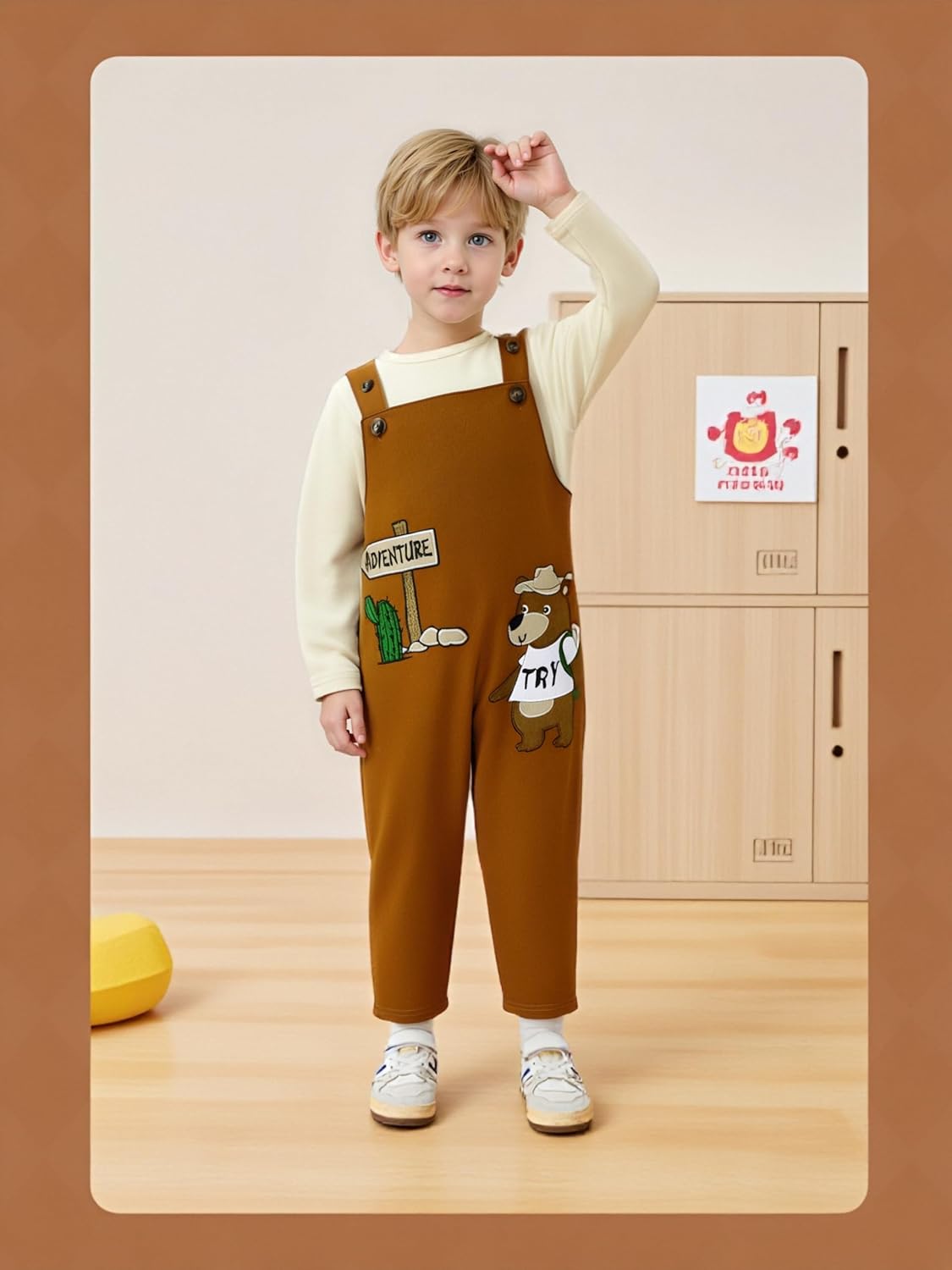 YALLET Toddler Boy Clothes Cute Long Sleeve Tops + Comfortable Overalls Jumpsuit Pants Outfits Sets 12M-5T - Image 7