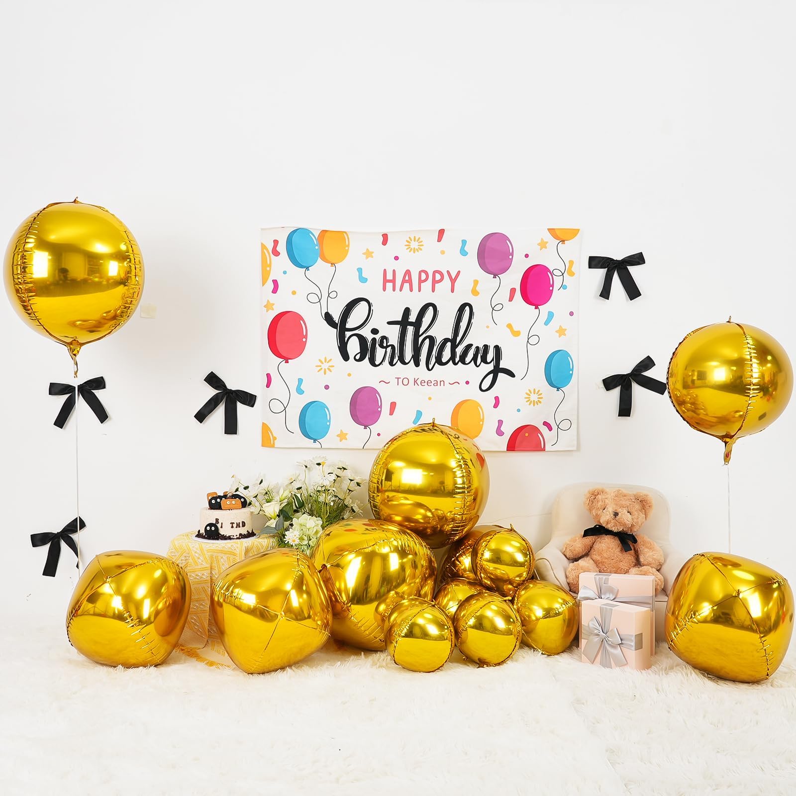 12 globos redondos dorados de aluminio, globos de bola 4D de 22 pulgadas, 15 pulgadas, 10 pulgadas, globos metálicos de lámina dorada para cumpleaños, graduación, boda, aniversario, Año Nuevo