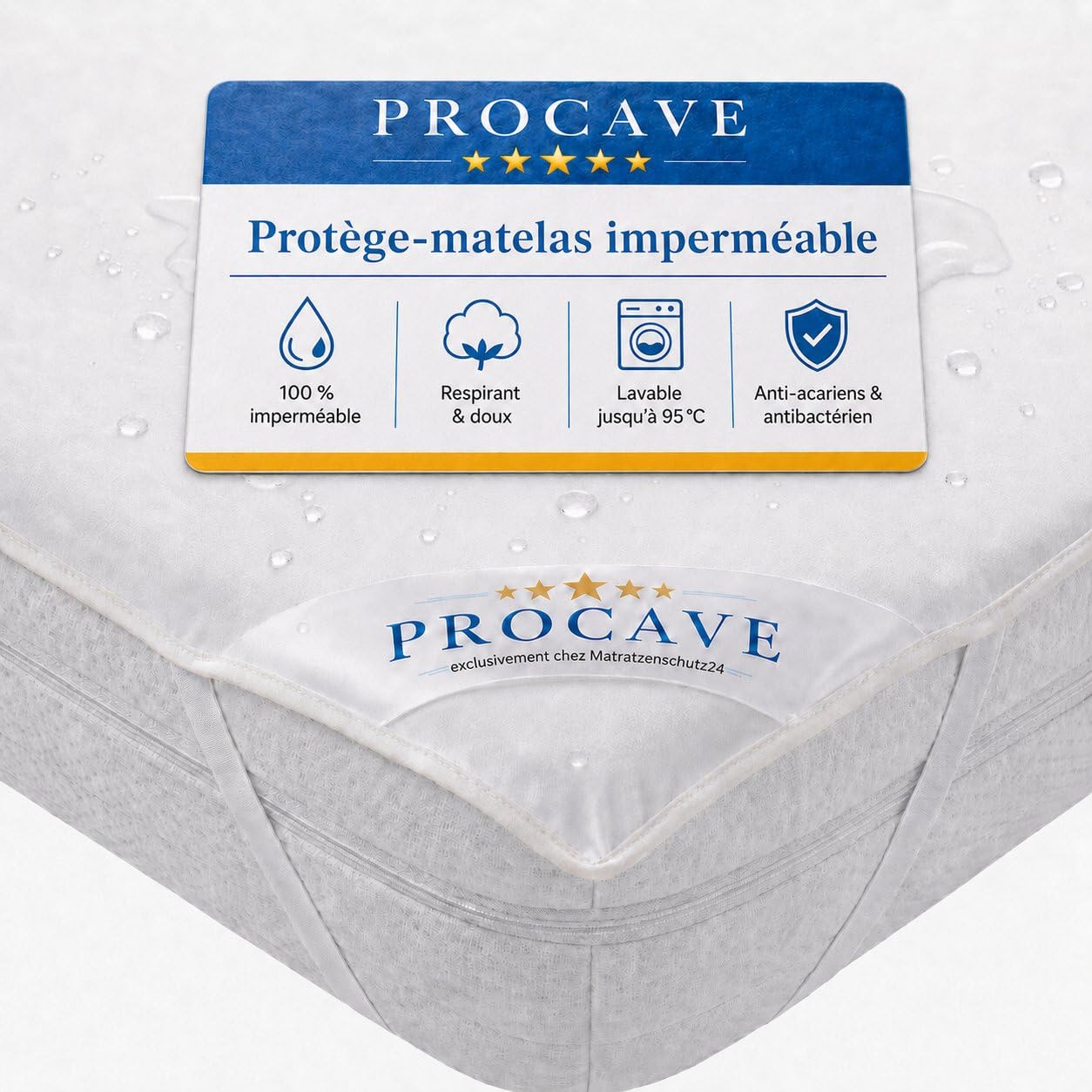 PROCAVE | protège-Matelas imperméable dans des Tailles différentes | alèse imperméable en Molleton | fabriqué en Allemagne | protège-Oreiller| 160x200 cm