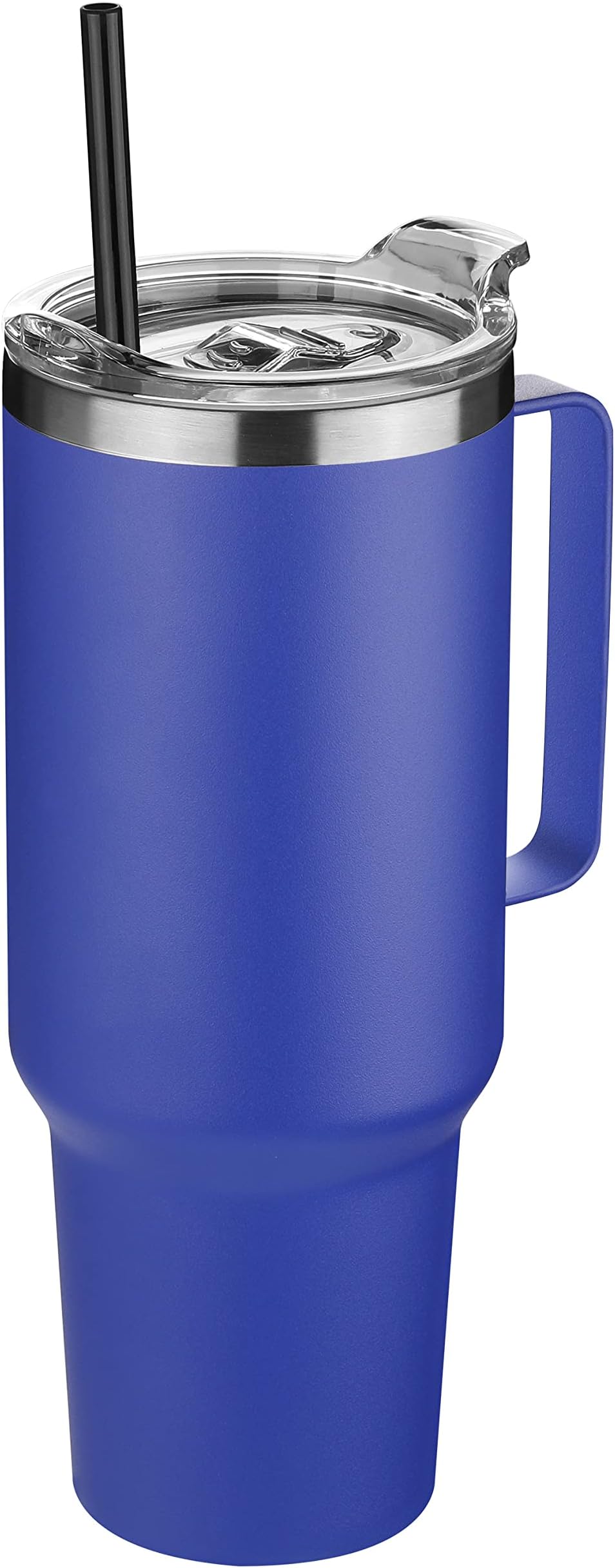 40 oz Stainless Steel Tumbler with Handle, Vacuum Insulated Tumblers Bulk, Reusable Double Wall Travel Coffee Mug, Durable Powder Coated Water Bottle(Dark Blue, 1)