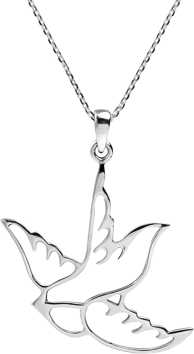 AeraVida Cut-Out Sparrow Bird Outline Pendant .925 Silver Necklace | Cute Sterling Silver Necklace | Trendy Sterling Silver Necklace for Women | Jewelry Gifts for Women | Gift for Daughter
