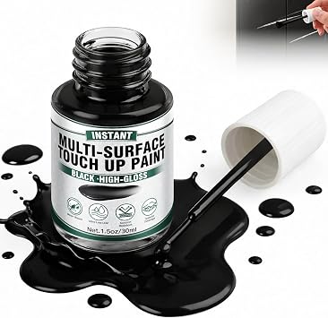 Black Touch Up Paint Pen, High Gloss Black Paint for Scratch Repair, Multi-Surface Use on Metal, Wood, Cabinets, Appliances & More, 1.5 Fl Oz