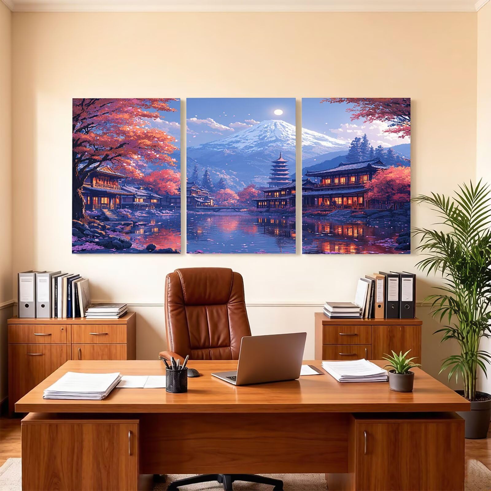 Zestaw do malowania diamentami Fuji, dla dorosłych, zestaw do malowania diamentami z motywem księżyca, pełne wiercenie według numerów, dla dorosłych, 60 x 90 cm x 3 szt., haft krzyżykowy, sztuka