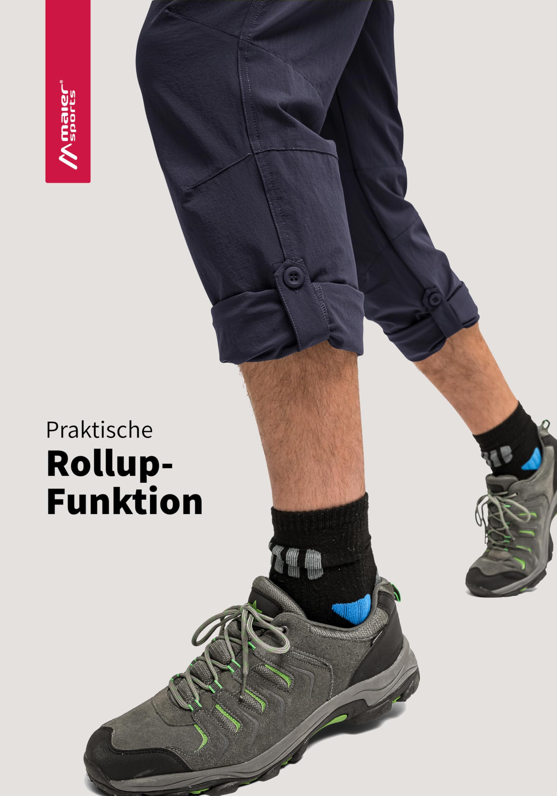 maier sports Nil, Pantalones de Senderismo para Hombre, Pantalones Outdoor repelentes al Agua para Trekking y Senderismo, Sin PFC, MSTRETCH Pro 4 & Dryprotec, Función Enrollable