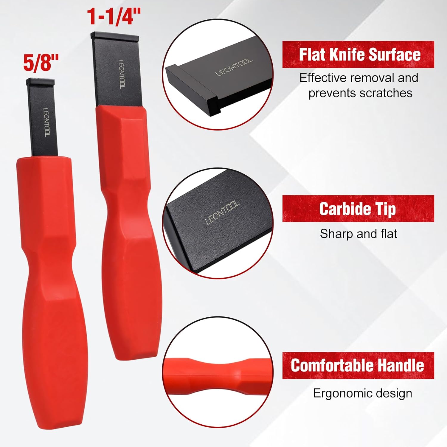 2-Piece Carbide Scraper Set 1-1/4 Inch and 5/8 Inch Super Gasket Scraper Tool for Metal and Automotive, Removing Gasket, Carbon Buildup and Residue from Varied Surfaces