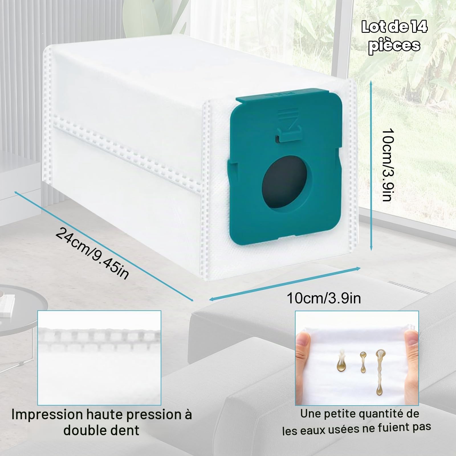 Zorplex 14 Pièces Sac à Poussière Clean Compatible avec Samsung Bespoke VCA-ADB95, Accessoires pour Aspirateurs, Sacs de Rechange pour Aspirateur, Cordless Stick Aspirateur Pièces de Rechange
