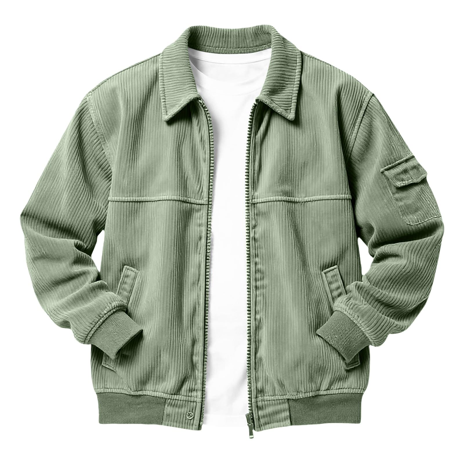 Cardigan da uomo con bottoni, giacca da mezza stagione, senza cappuccio | Giacca bomber classica a maniche lunghe, per il tempo libero, con cerniera, colletto a risvolto, tinta unita, traspirante
