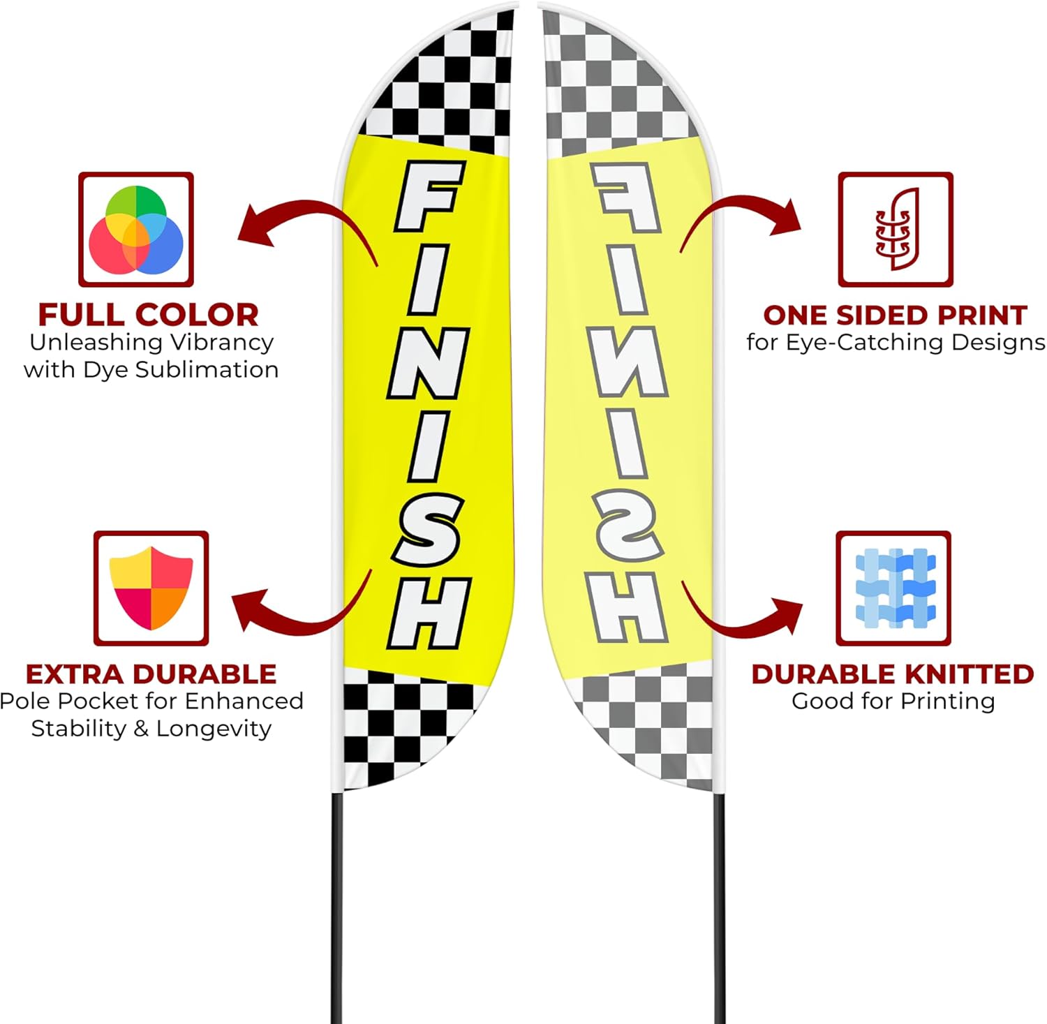 Finiish Line Feather flag Pole Mountfor Outdoor by Mavis Print | 15 FEET Long Polyester Outdoor Banner Flag Pole Kit for Easy Hang | HD Print Swooper banner Pole Stand forFiniish Line Promotion