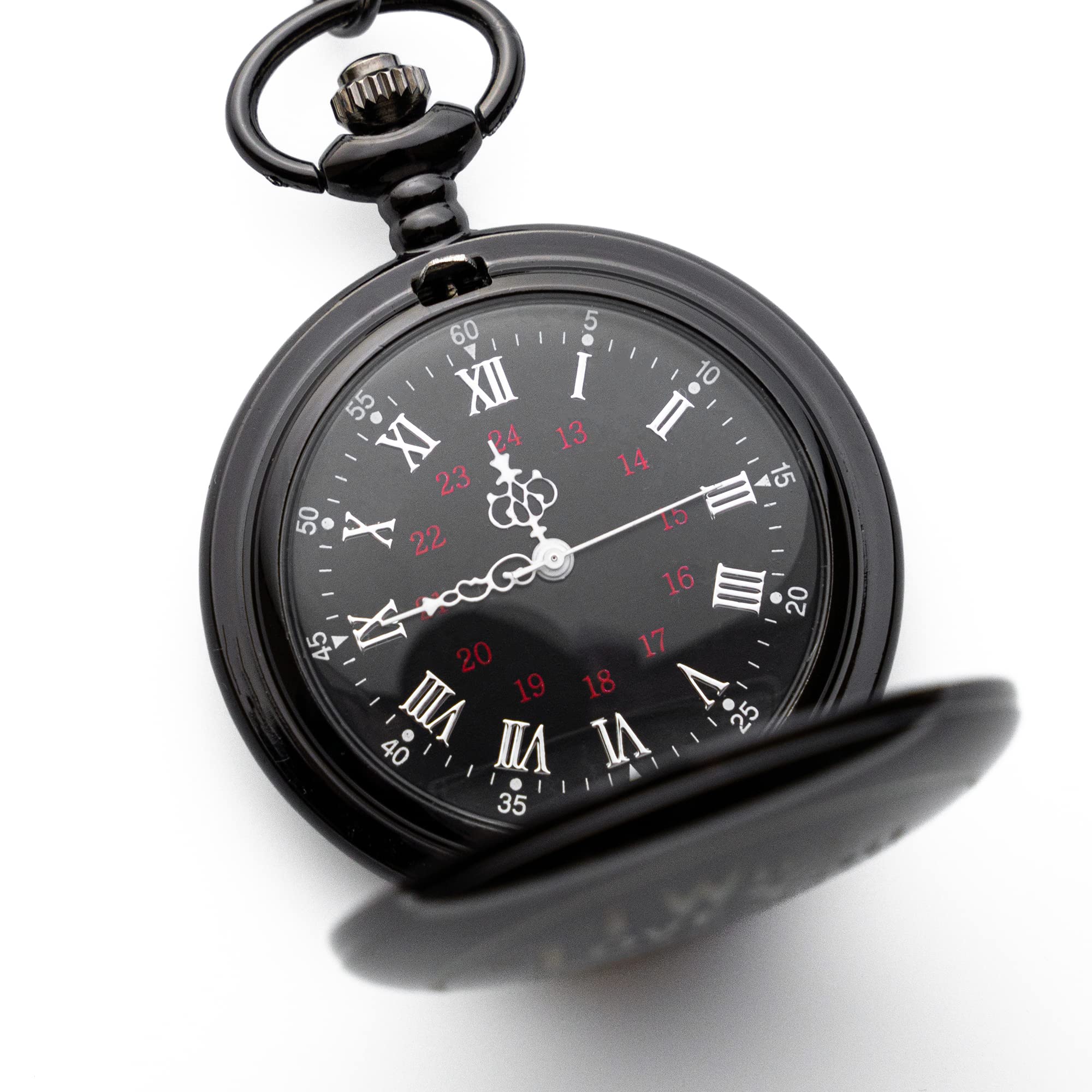 Engraved Pocket Watch with Chain for Husband or Boyfriend | Classy Gift Set for Anniversary or Any Occasion (I Will Love You Until the End of Time)