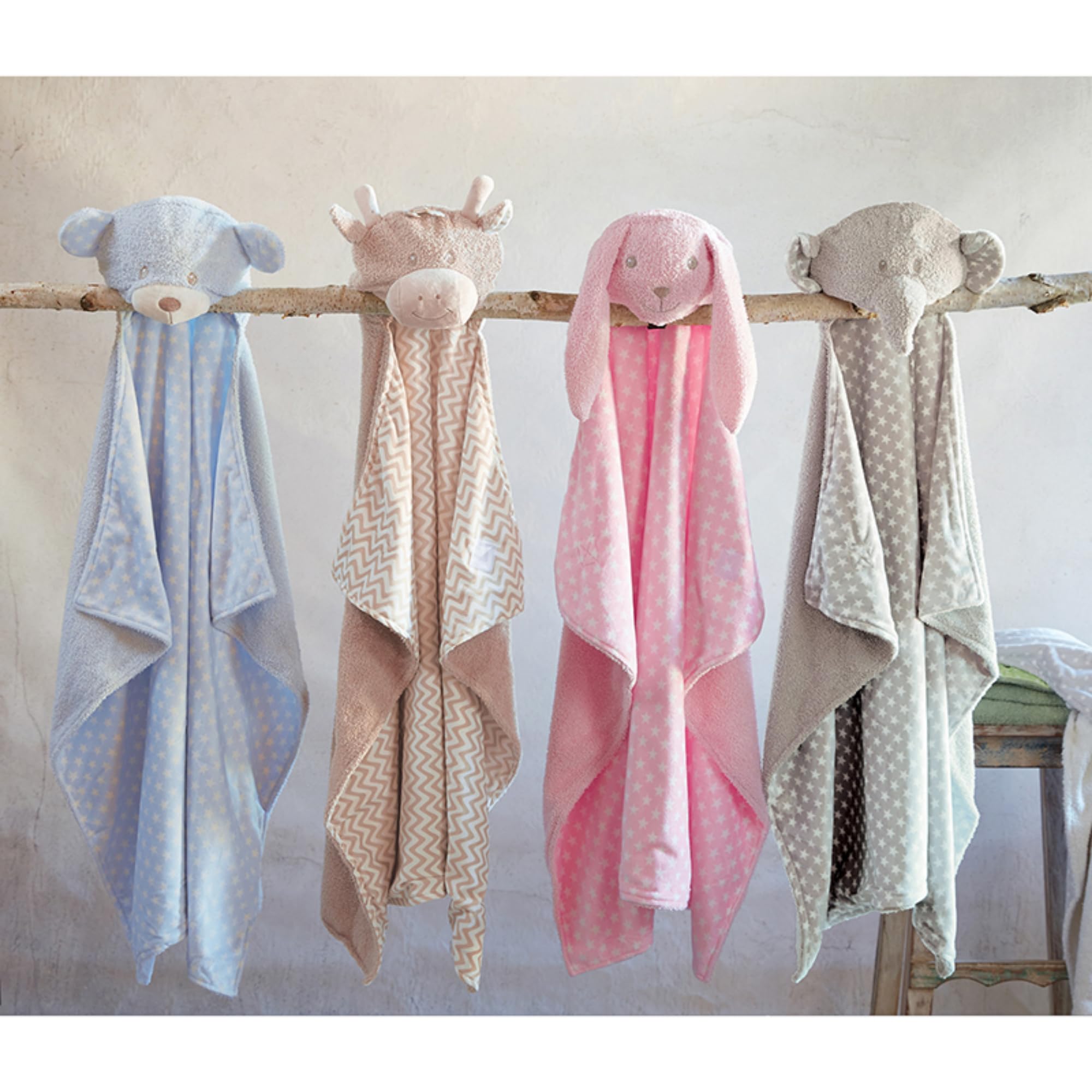 Stephan Baby toalla de felpa con capucha de baño, rosa bunnie, 0-24 meses