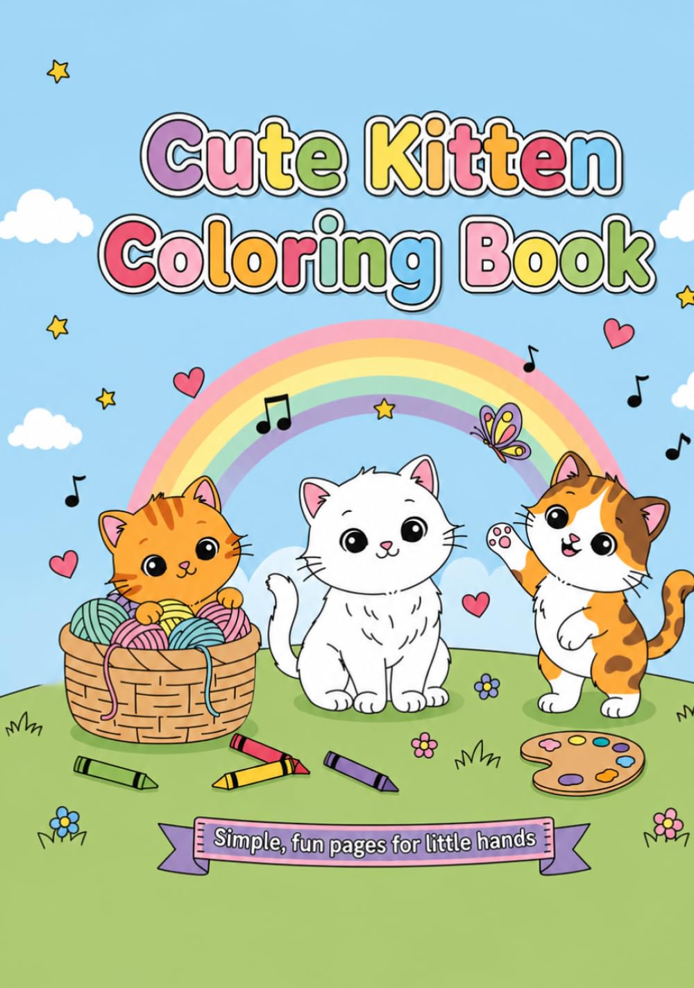 Children's coloring book cute kitten: Cute kitten coloring book