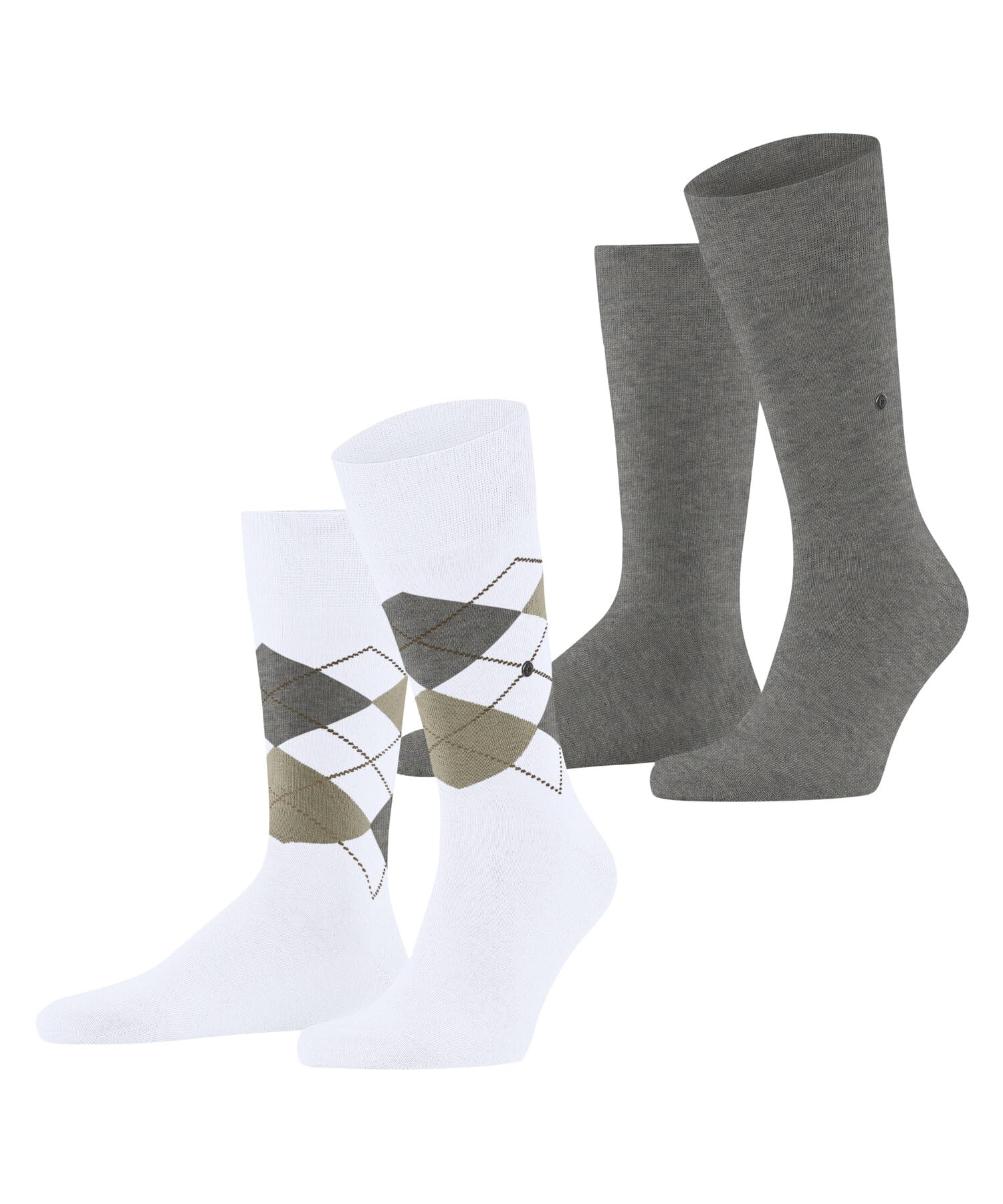 Burlington Men's Everyday Argyle Mix Multipack M So Cotton Patterned Socks 2 Pairs, White 2001, 6.5-11