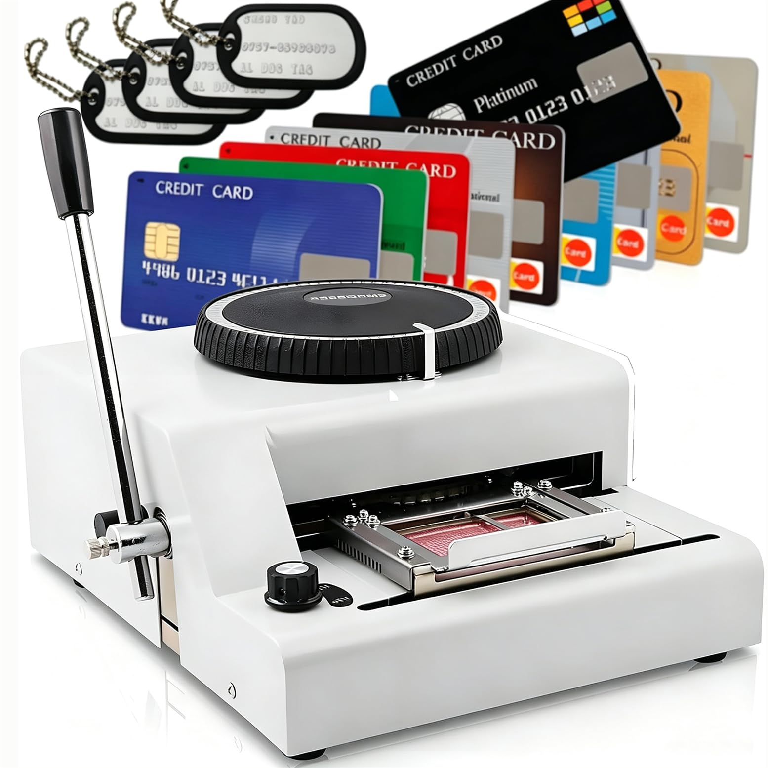 CYMYYDS Manual Card Embossing Machine,Dog Tag Coding Embosser Machine 72 Coded Metal Stamping Code Machine for Raised Letters/Numbers