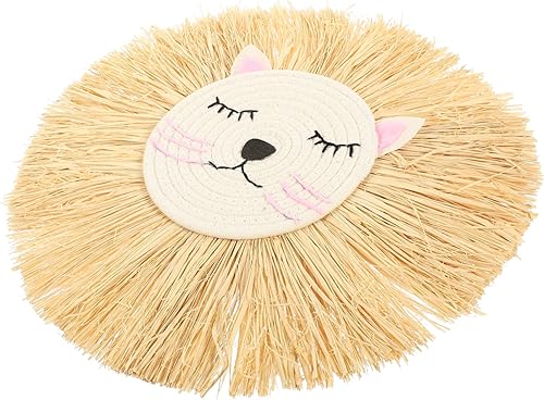 ibasenice Colgante de león tejido, accesorios para el hogar, colgante de macramé de león, habitación de niños, colgante de pared de león, adorno de