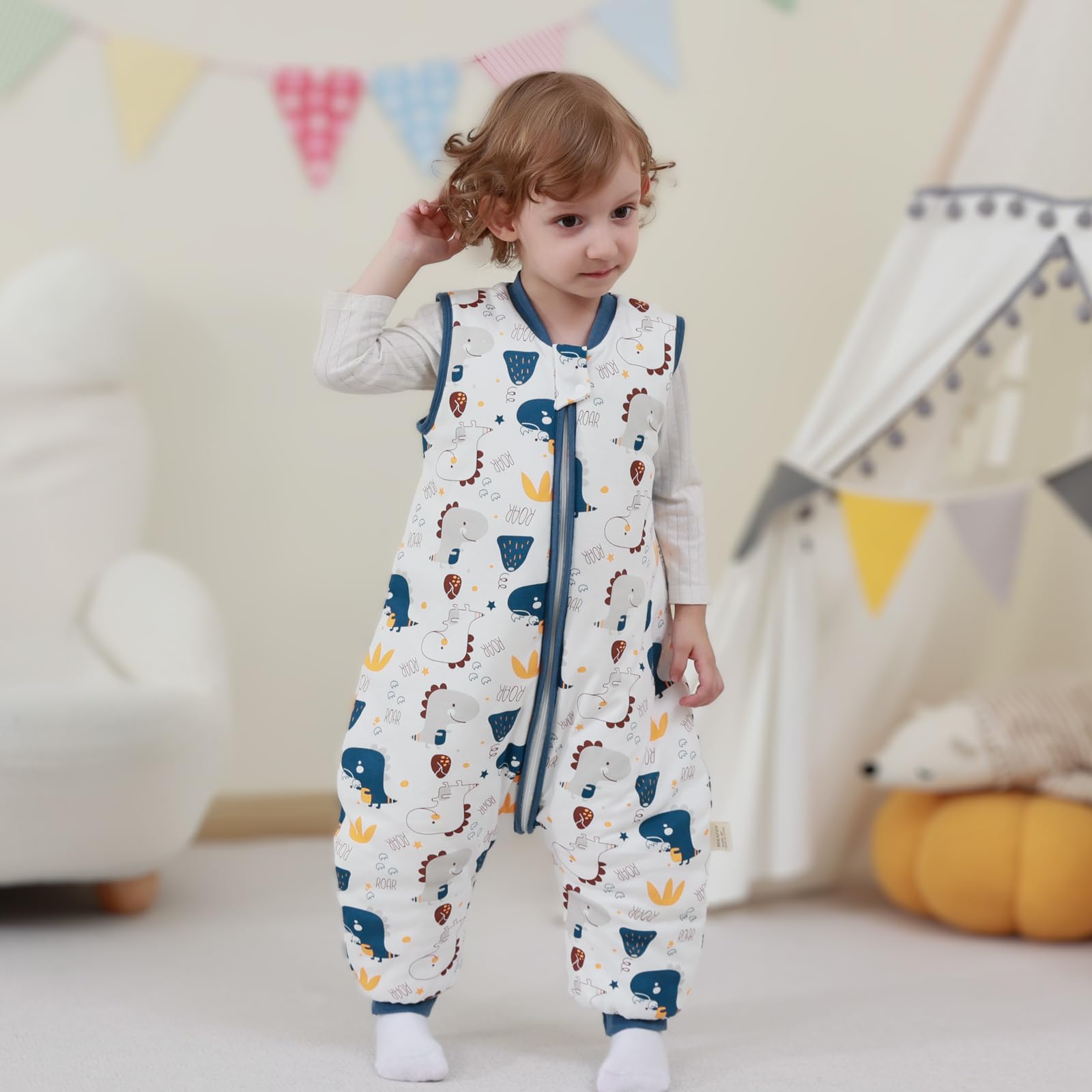 MIKAFEN Baby Winter Sleeping Bag with Feet,100% Cotton Kids Sleeping Bag 2.5Tog with Legs, Dinosaur 100cm/4-5years - Image 3