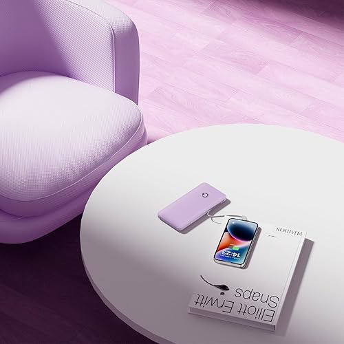 Miniatura 6 de Q Banco de energía de 10000 mAh, cargador portátil delgado, batería externa de 4 salidas con enchufe de pared de CA integrado, micro USB C, 3 cables