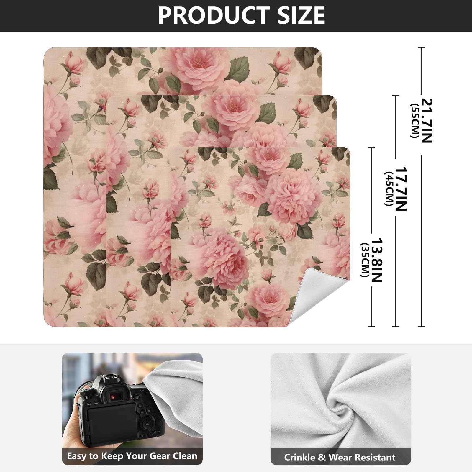 ODAWA Foldable Protective Wrap Floral Roses Beige Self Adhesive Cloths 17.7