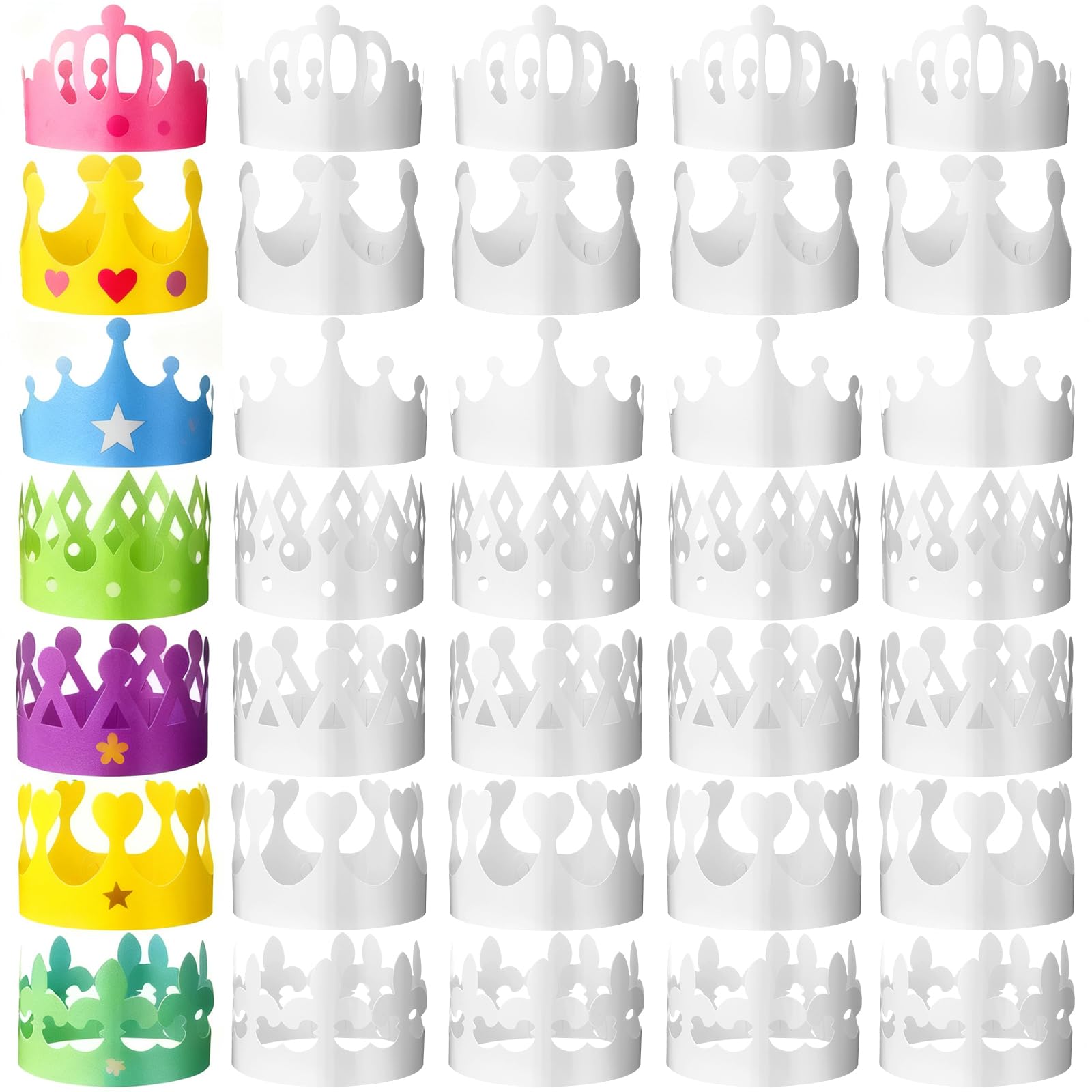 Thenshop Coronas de papel blancas para niños para decorar fiestas de cumpleaños en blanco, coronas para niños, princesa, reina