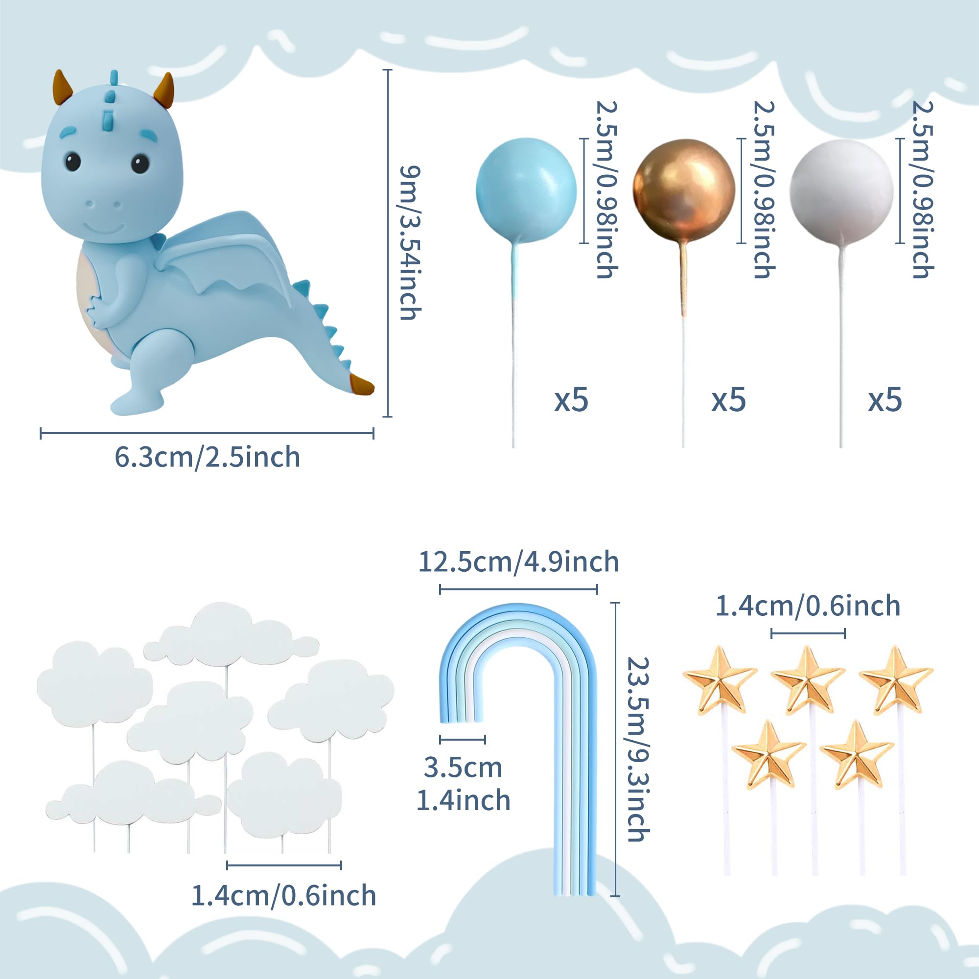 JeVenis Dragon Cupcake Toppers Magical Dragon Cake Decorations Fantasy Party Supplies for Baby Shower Birthday Party Supplies - Image 2