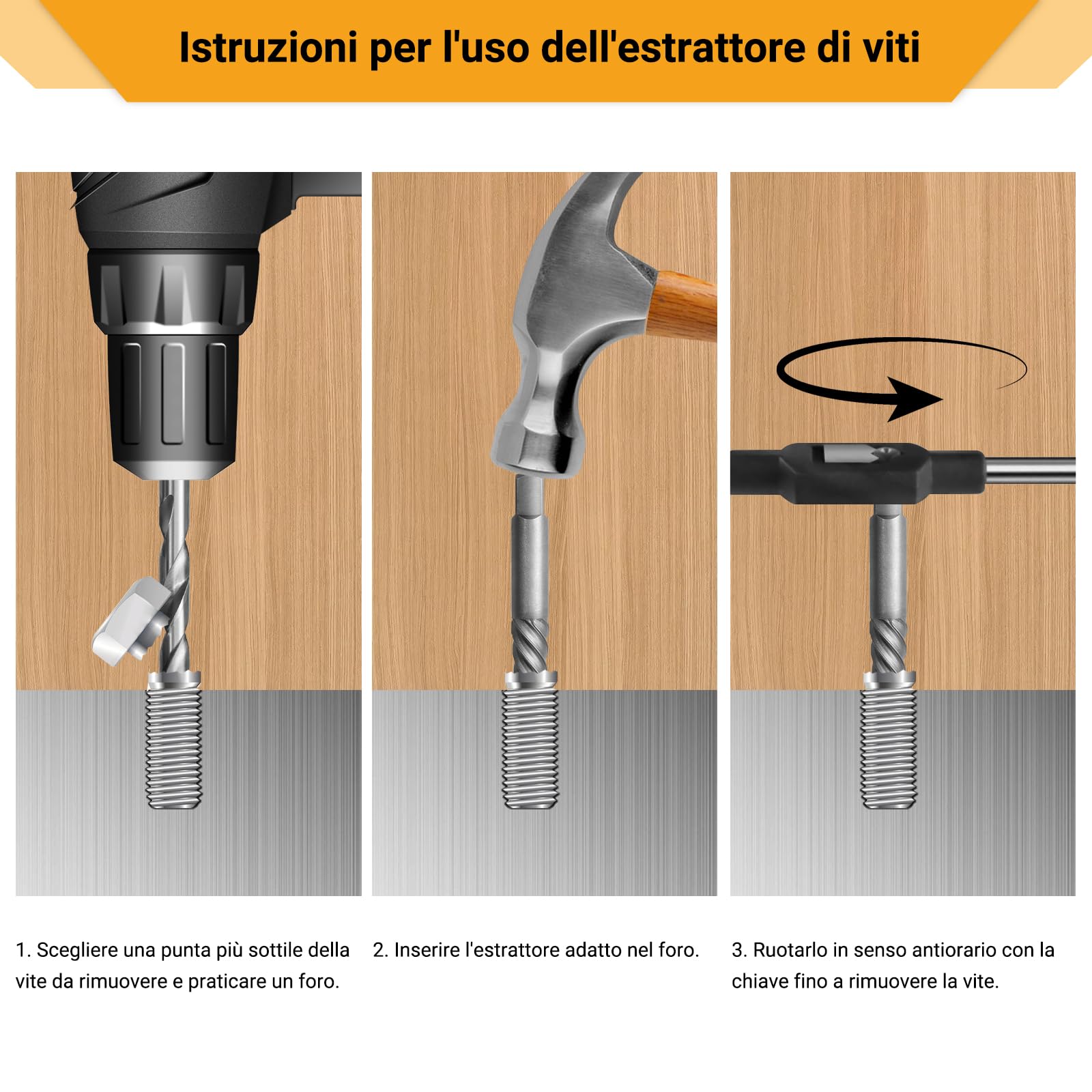 Set di 28 Estrattore viti Danneggiate