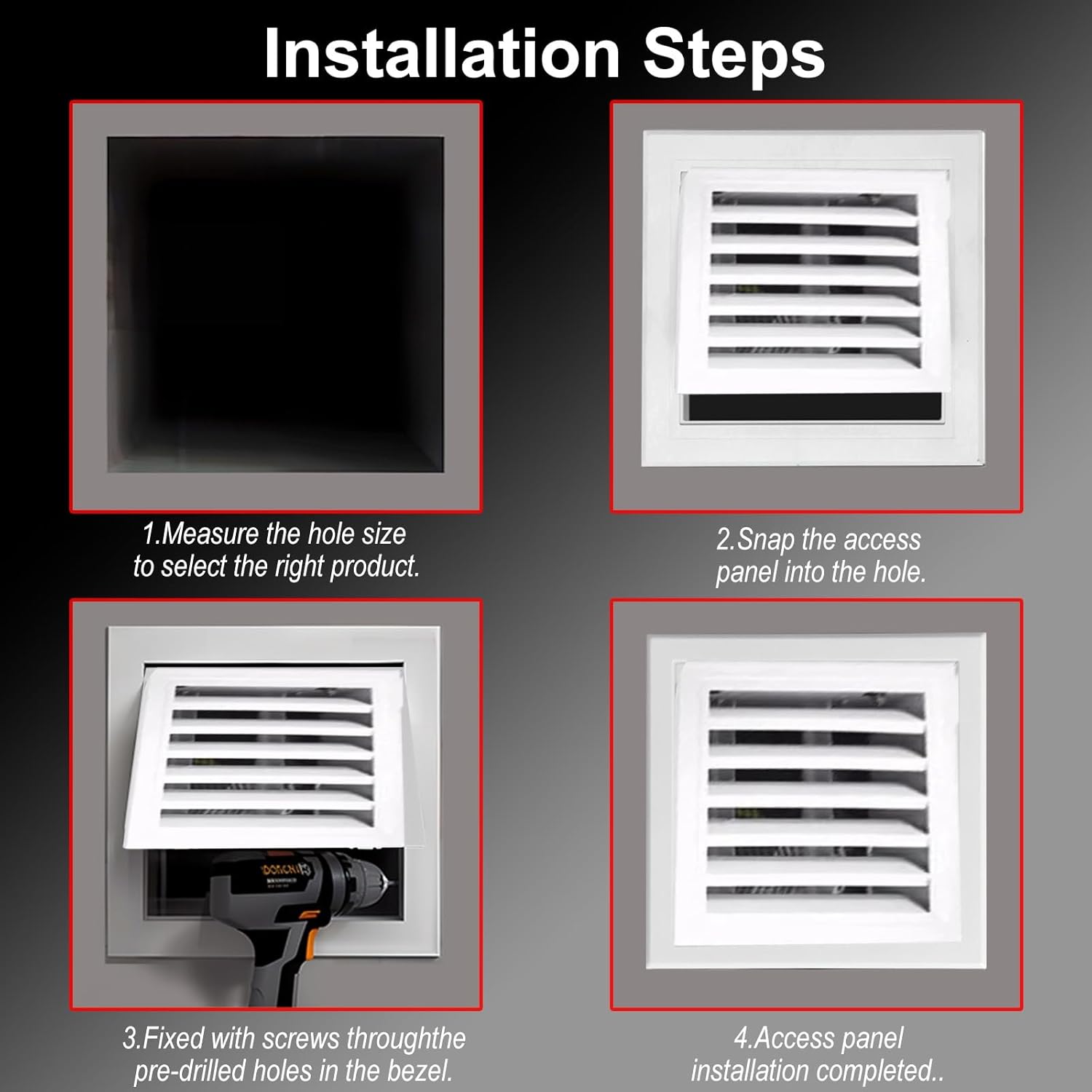 1pc Durable Aluminum Alloy Access Panel with Filtration Grid | Snap-On Devise for Easy Installation(20x25cm)