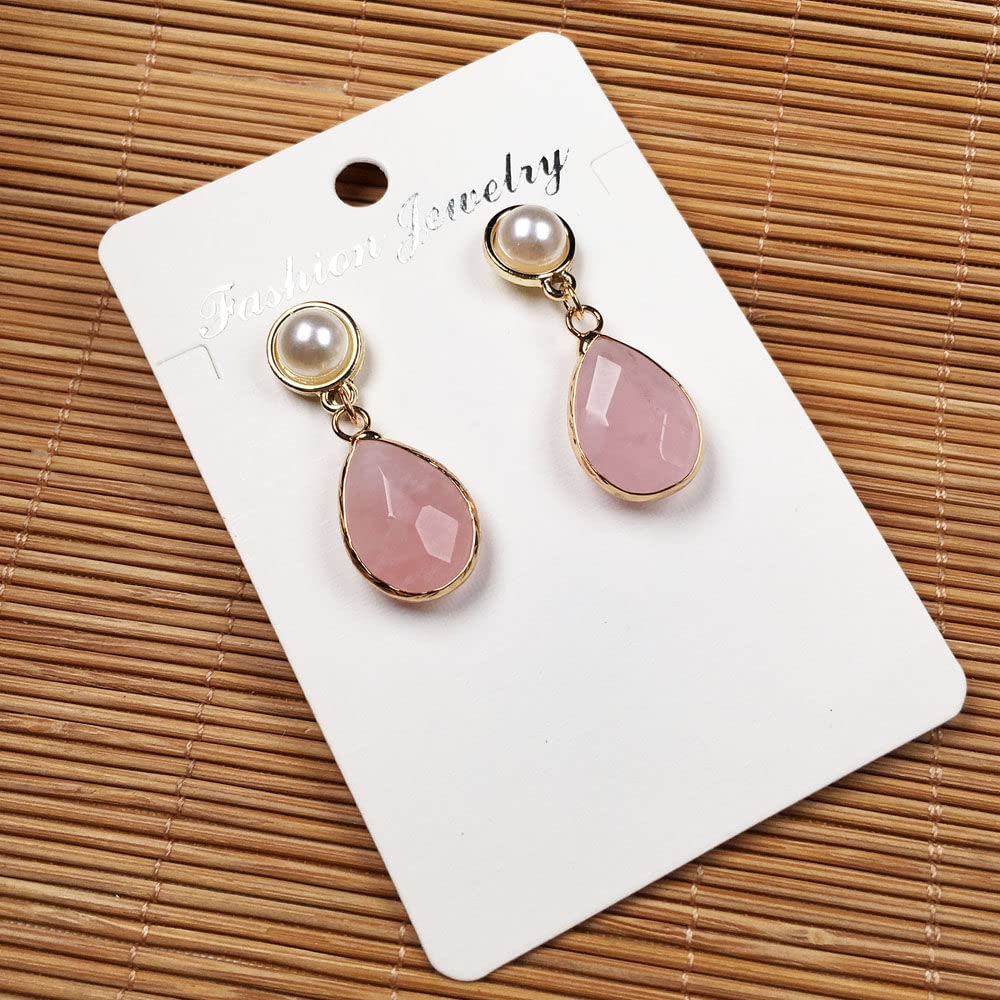 Orecchini pendenti con perline a goccia in pietra naturale Orecchini pendenti in quarzo rosa trasparente con ossidiana nera, agate nere