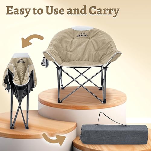 Miniatura 5 de OUTDOOR LIVING SUNTIME Silla de sofá, silla plegable acolchada de gran tamaño para ocio, portátil, estable, cómoda, silla plegable para camping,