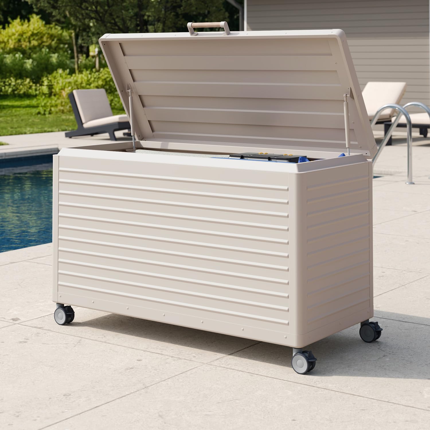 Keter Westwood Outdoor Storage Deck Box, 150 Gallon, Dark Grey