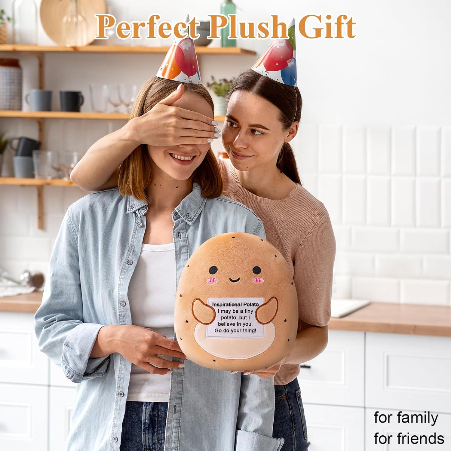 Potato Plush, Cute Potato Stuffed Animal, Positive Doll Funny Reduce Pressure Toy Cheer Up Gifts for Girls Boys Party Decor 10" - Image 3