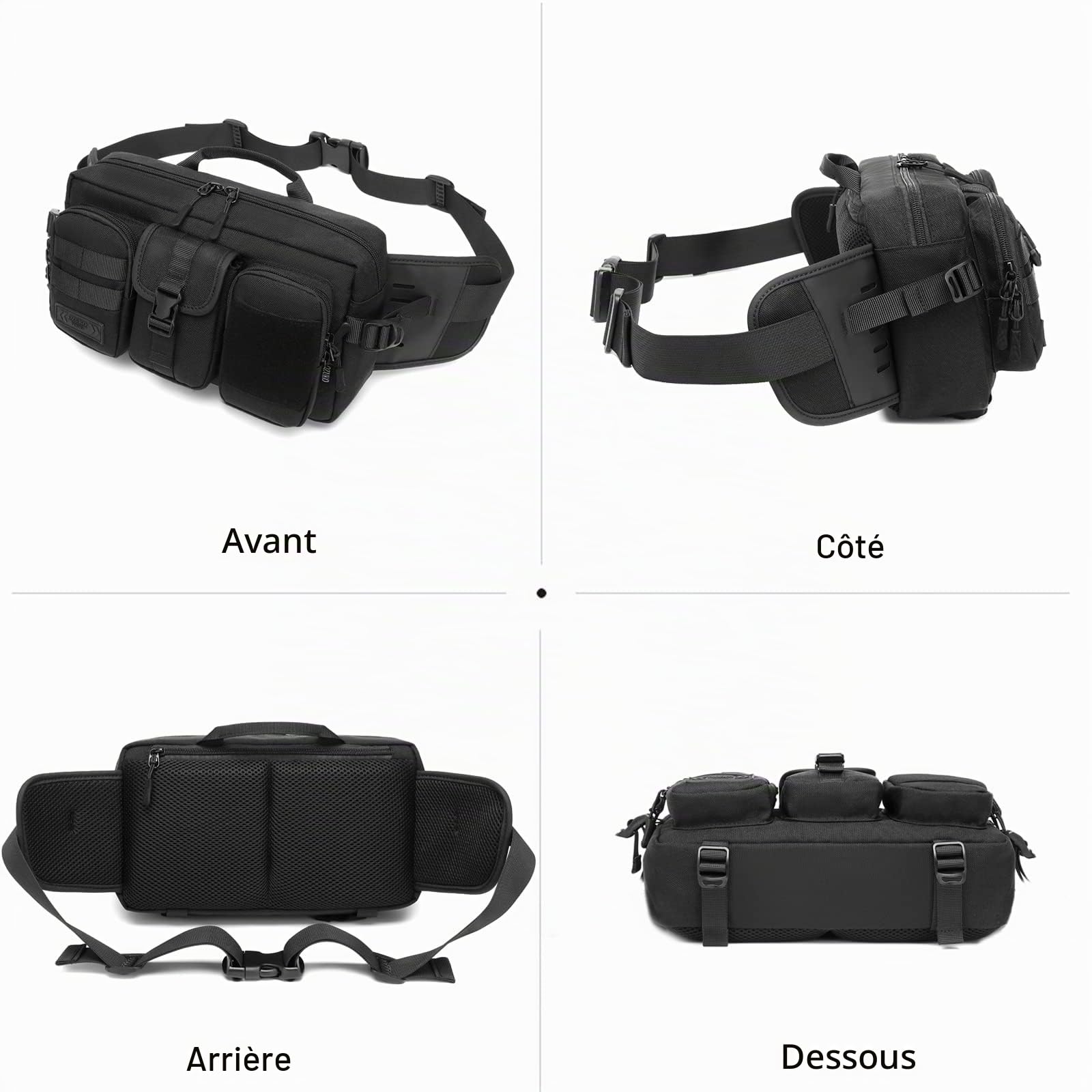 FANDARE Sac Banane Bandoulière Militaire Poitrine Sport Homme - Course Randonnée Cyclisme Jogging Noir